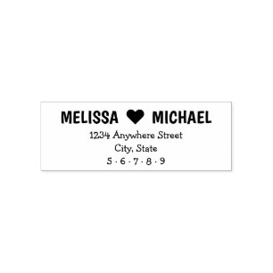 Modern Playful Couple Name Heart Return Address Self-inking Stamp