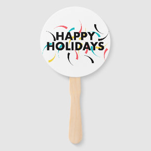 Modern, playful design of "Happy Holidays" Hand Fan