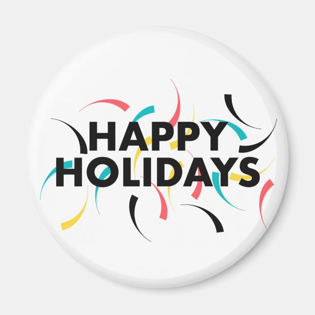 Modern, playful design of  "Happy Holidays" Magnet (Front)