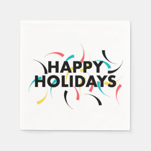 Modern, playful design of "Happy Holidays" Napkin