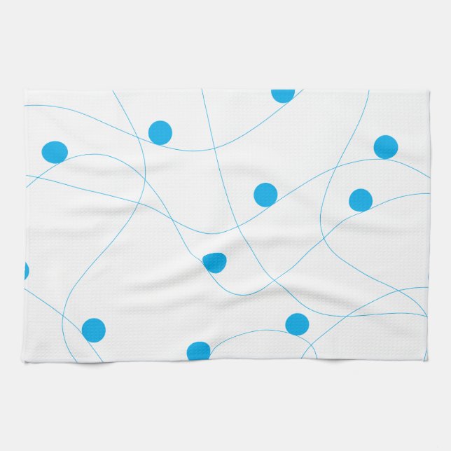 Modern, playful, fun, cute blue balls pattern tea towel (Horizontal)