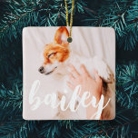 Modern Playful Simple Elegant Chic Pet Photo Ceramic Ornament<br><div class="desc">This simple and classic design is composed of serif typography and add a custom photo of your pet.</div>