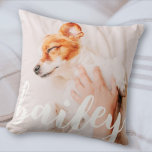Modern Playful Simple Elegant Chic Pet Photo Cushion<br><div class="desc">This simple and classic design is composed of serif typography and add a custom photo of your pet.</div>