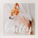 Modern Playful Simple Elegant Chic Pet Photo Jigsaw Puzzle<br><div class="desc">This simple and classic design is composed of serif typography and add a custom photo of your pet.</div>
