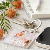 Modern Playful Simple Elegant Chic Pet Photo Key Ring (Front Right)