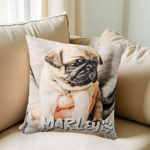 Modern Playful Simple Grunge Custom Pet Photo Cushion