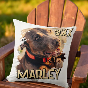 Modern Playful Simple Grunge Custom Pet Photo Cushion