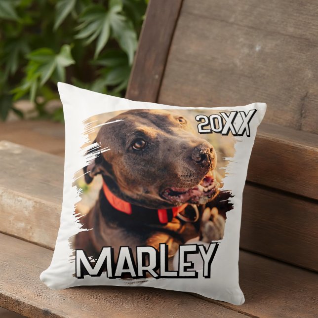 Modern Playful Simple Grunge Custom Pet Photo Cushion (Creator Uploaded)