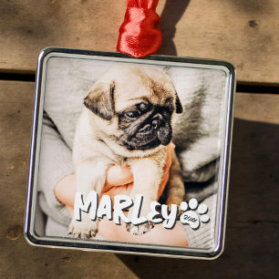 Modern Playful Simple Grunge Custom Pet Photo Metal Tree Decoration