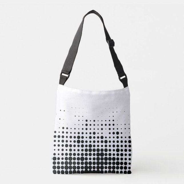 Modern, playful, urban geometric circle pattern crossbody bag (Front)