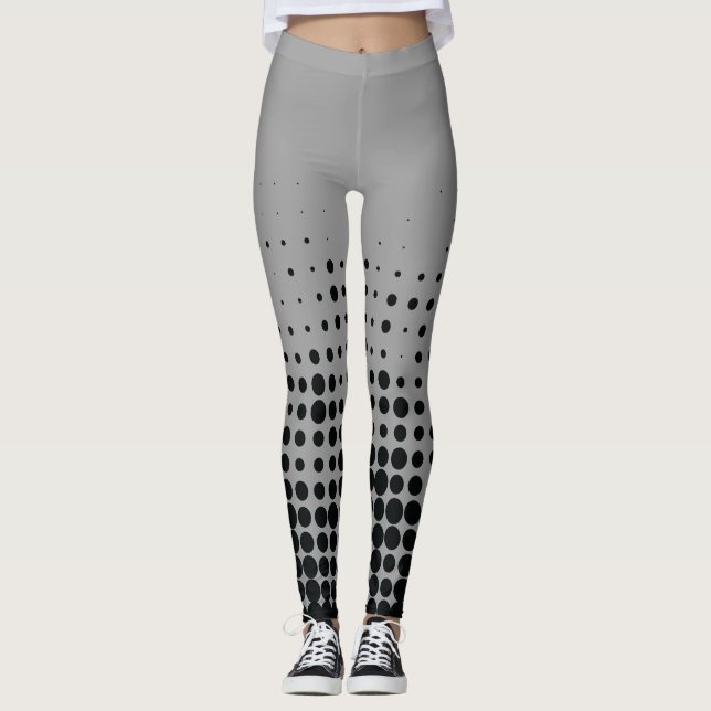 Modern, playful, urban geometric circle pattern leggings (Front)