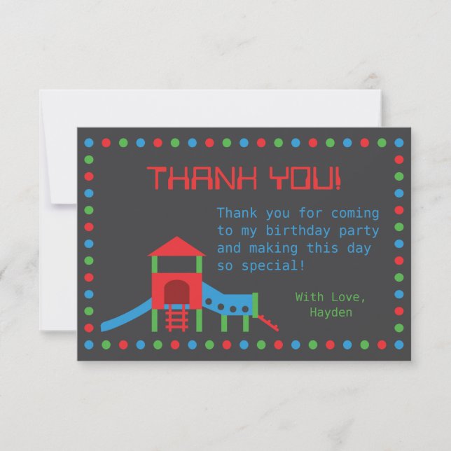 Modern Playground Kids Thank You Note Invitation (Front)