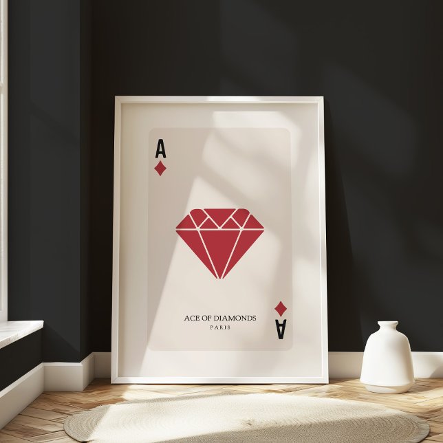Modern Playing Card Paris Ace Diamonds Trendy Wall Poster (Creator Uploaded)