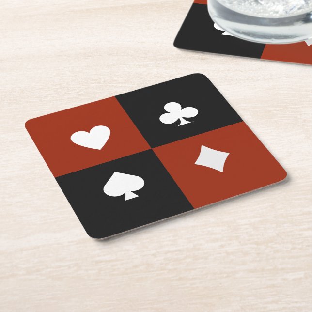 Modern Playing Card Suit Poker & Bridge  Square Paper Coaster (Angled)