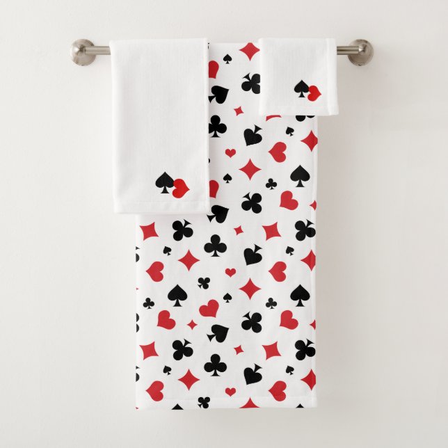 Modern Playing Card Suits Pattern Bath Towel Set (Insitu)