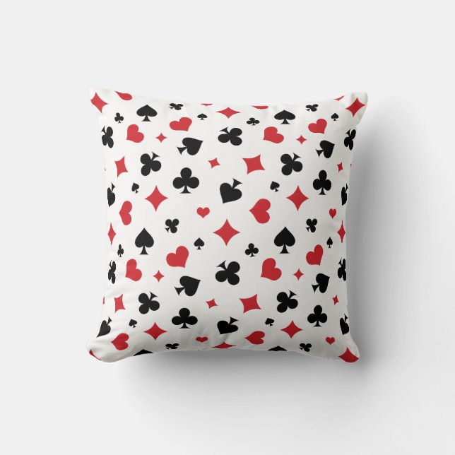 Modern Playing Card Suits Pattern Cushion (Front)