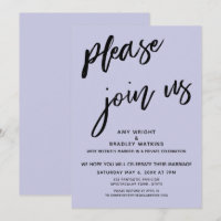 Modern Please Join Us Wedding Reception Lavender