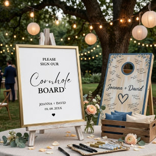 Modern Please sign our Cornhole board wedding sign