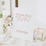 Modern Please Sign Our Guest Book Wedding Sign<br><div class="desc">Are you planning a bohemian-themed wedding and searching for the perfect Pedestal Sign to match your aesthetic? This beautifully designed sign features a modern calligraphy font that complements any wedding theme perfectly. The clean and modern layout ensures that the sign is both stylish and easy to read. Our signs is...</div>