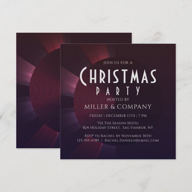 Modern Plum Abstract Corporate Christmas Party Invitation (Front/Back)