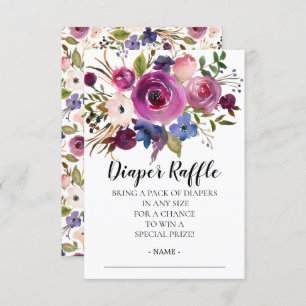 Modern Plum Blue Baby Shower Diaper Raffle Ticket Invitation