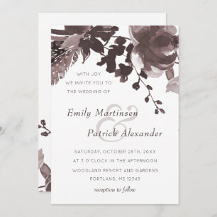 Modern Plum Floral Wedding Invitation
