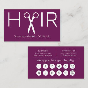 Modern Plum Hairdresser Flat Loyalty Card