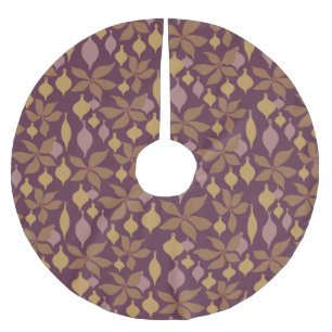 Modern Plum Mustard Boho Christmas Poinsettia Brushed Polyester Tree Skirt