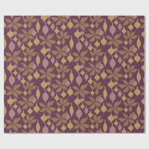 Modern Plum Mustard Boho Christmas Poinsettia Wrapping Paper