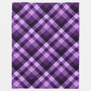 Modern Plum Purple Plaid Large Fleece Blanket