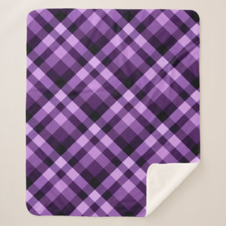 Modern Plum Purple Plaid Medium Sherpa Blanket