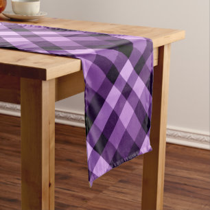 Modern Plum Purple Plaid Medium Table Runner