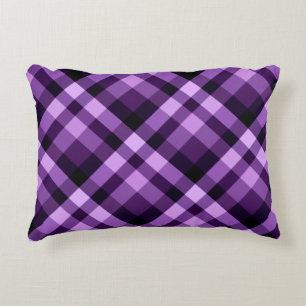Modern Plum Purple Plaid Pattern Accent Pillow