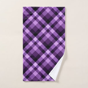 Modern Plum Purple Plaid Pattern Hand Towel