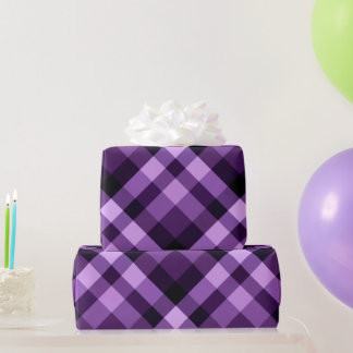 Modern Plum Purple Plaid Wrapping Paper
