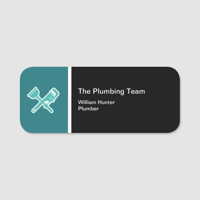 Modern Plumber Pluming Service Name Badges (Front)