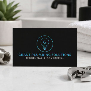 Modern Plumbing Company Logo Black Business Card