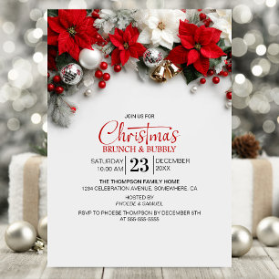 Modern Poinsettia Christmas Brunch Invitation