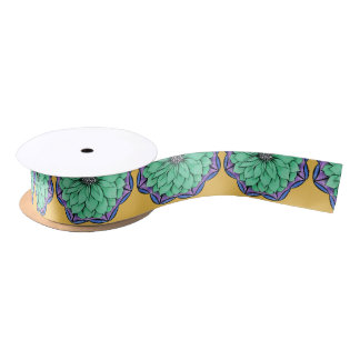 MODERN POINSETTIA in BLUE Satin Ribbon