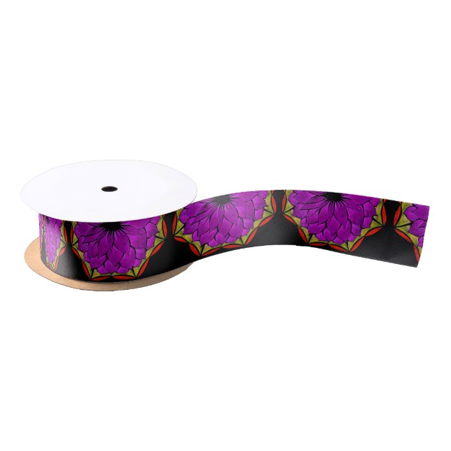 MODERN POINSETTIA in MORE PURPLE DRAMA Satin Ribbon (Spool)