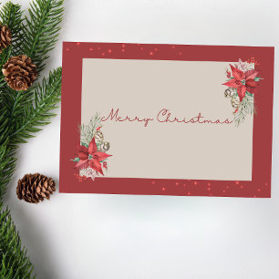 Modern Poinsettia Merry Christmas Card