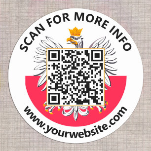 Modern Poland QR Code Stickers, Polish Flag Classic Round Sticker