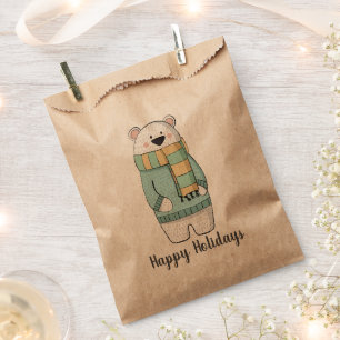 Modern Polar Bear in Sweater Customisable Favour Bags