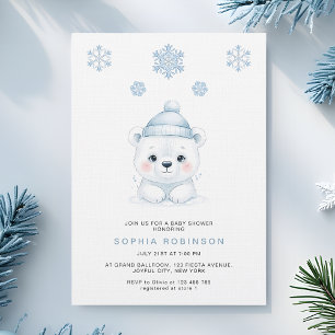 Modern Polar Bear Winter Baby Boy Shower Invitation