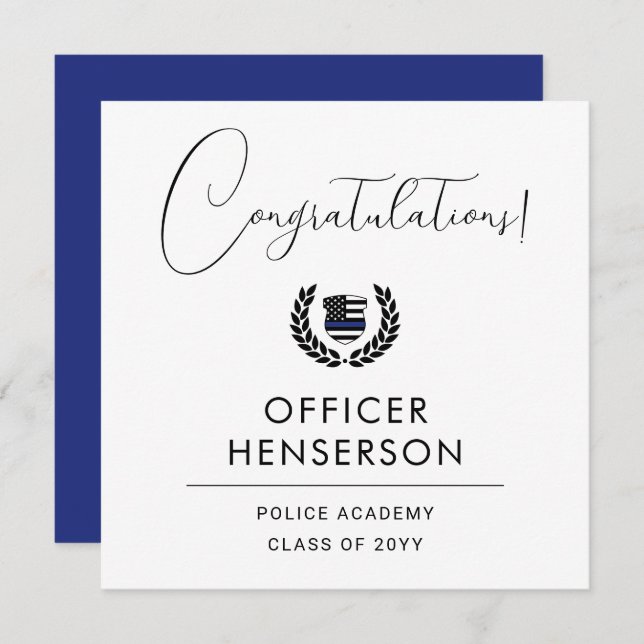 Modern Police Academy Graduation Congratulations Card (Front/Back)
