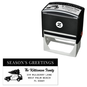 Modern Police Officer Car Christmas Tree Address Self-inking Stamp