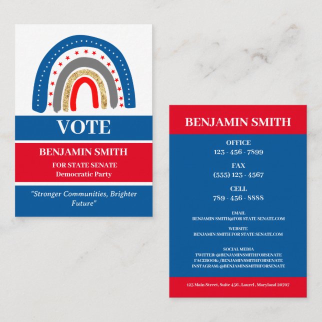 Modern Political Campaign USA Politician Business Card (Front/Back)