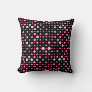 Modern Polka Dot 01.Pink Black BG Cushion