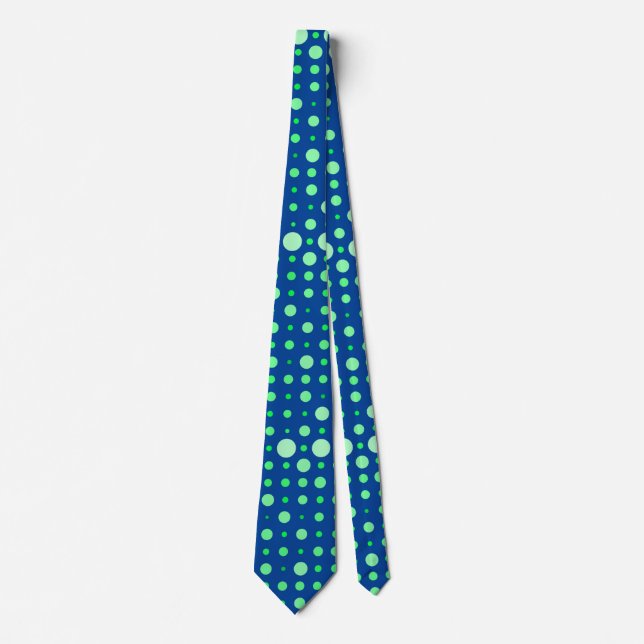Modern Polka Dot 02.Green. Blue BG Tie (Front)