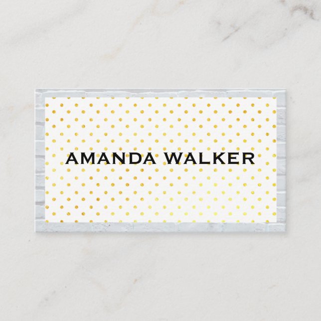 Modern Polka Dot | Brick Border Business Card (Front)